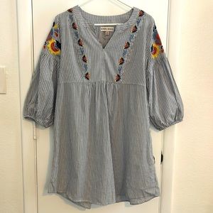 Knox Rose Embroidered Dress 3/4 Sleeve Midi Size Medium